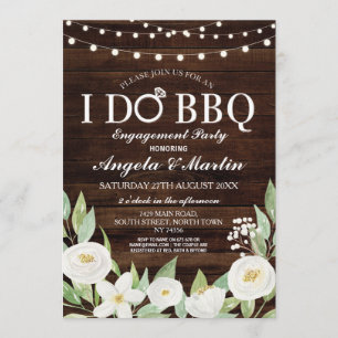 I DO BBQ Engagement Party Couples Shower Flowers Invitation