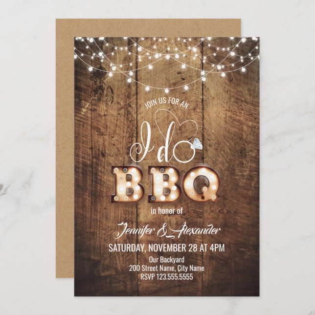 I do BBQ Engagement Party Invitation (Front/Back)