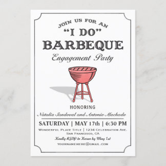 I DO BBQ Engagement Party Invitations