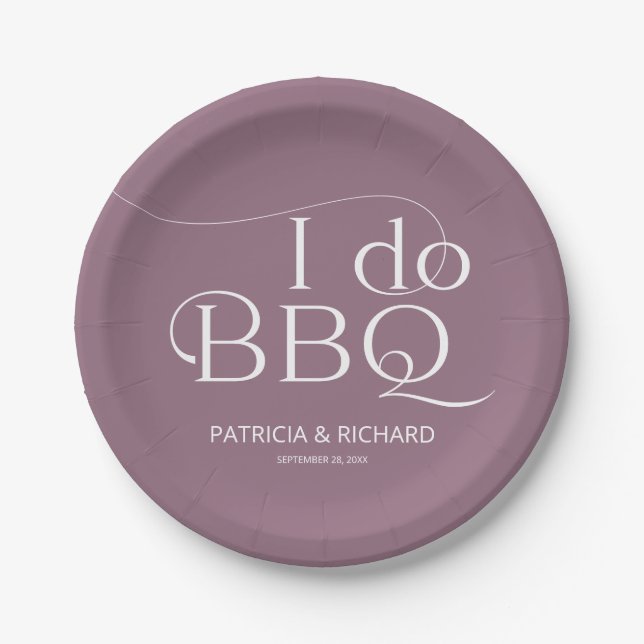 I do BBQ Engagement Party Purple Paper Plate (Front)