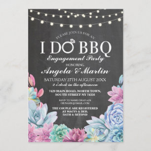 I DO BBQ Engagement Party Succulents Invite