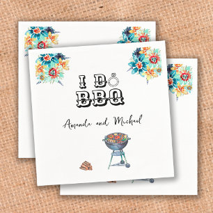 I Do BBQ Floral Engagement Party Couples Shower Napkin