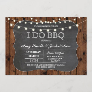 I DO BBQ Invitation Rustic Lights Couples Invite