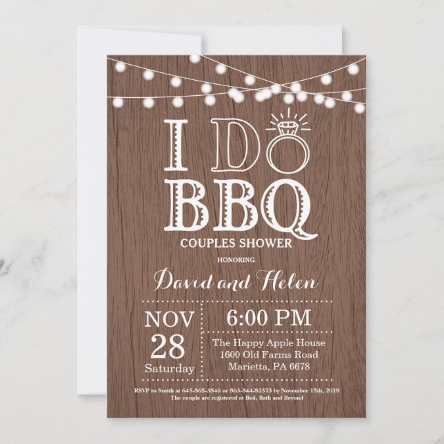 I DO BBQ Invitation Rustic Wedding Engagment (Front)