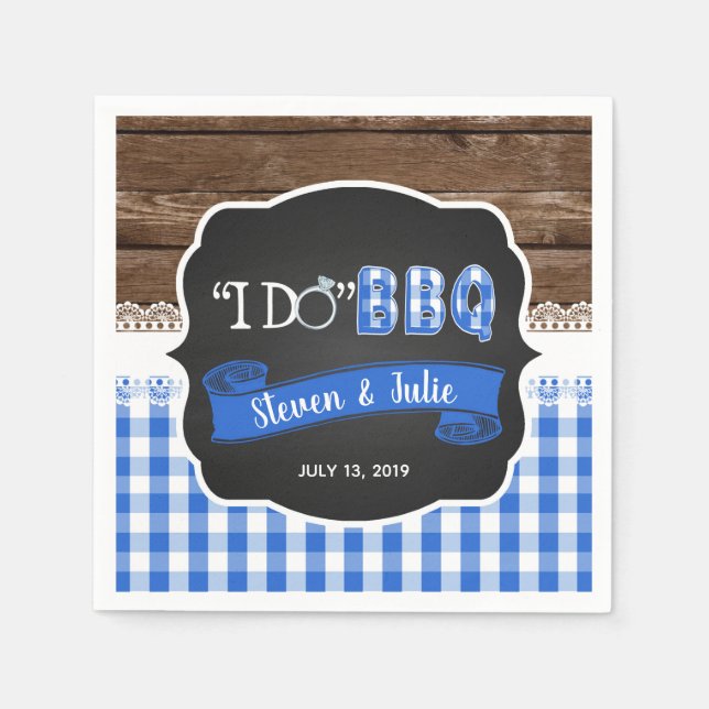 I Do BBQ Napkin - Blue (Front)