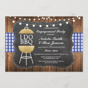I DO BBQ NAVY Gold Chalk Couples Shower Invite