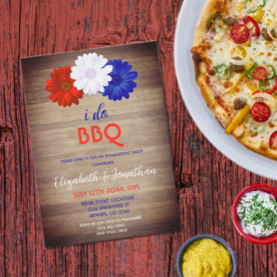 I Do BBQ Patriotic Floral Engagement Party Invitation