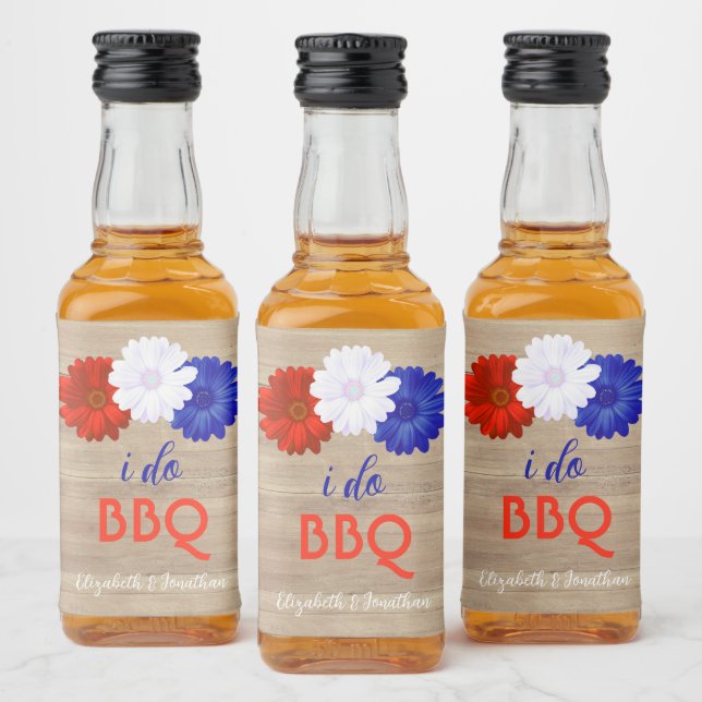 I Do BBQ Patriotic Floral Liquor Bottle Label (Bottles)