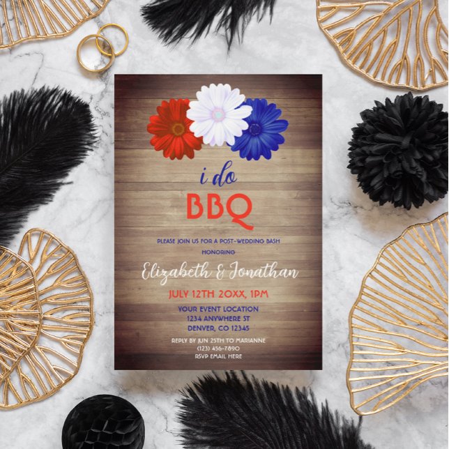 I Do BBQ Patriotic Floral Post-Wedding Enclosure Card (Creator Uploaded)