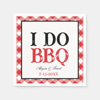 I DO BBQ Red Gingham Barbeque Paper Napkin