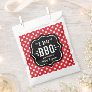 I Do BBQ Red Gingham Custom Wedding Favour Bags