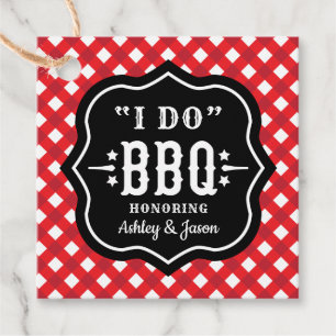 I Do BBQ Red Gingham Custom Wedding Favour Tags
