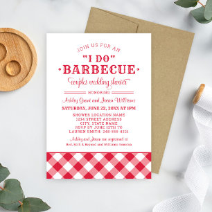 I Do BBQ Red Gingham Wedding Couples Shower Invitation