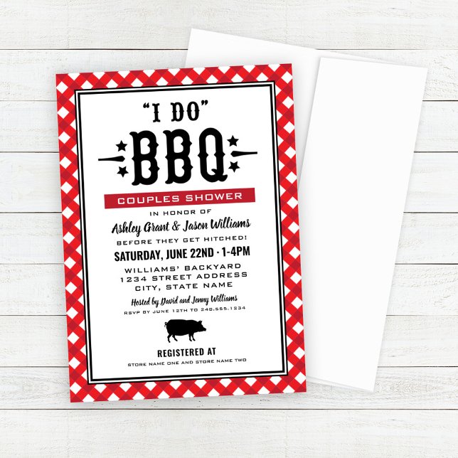 I Do BBQ Red Gingham Wedding Couples Shower Invitation (Creator Uploaded)
