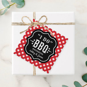 I Do BBQ Red Gingham Wedding Favour Tags