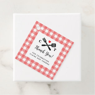 I Do BBQ Red Picnic Favour Square Tags
