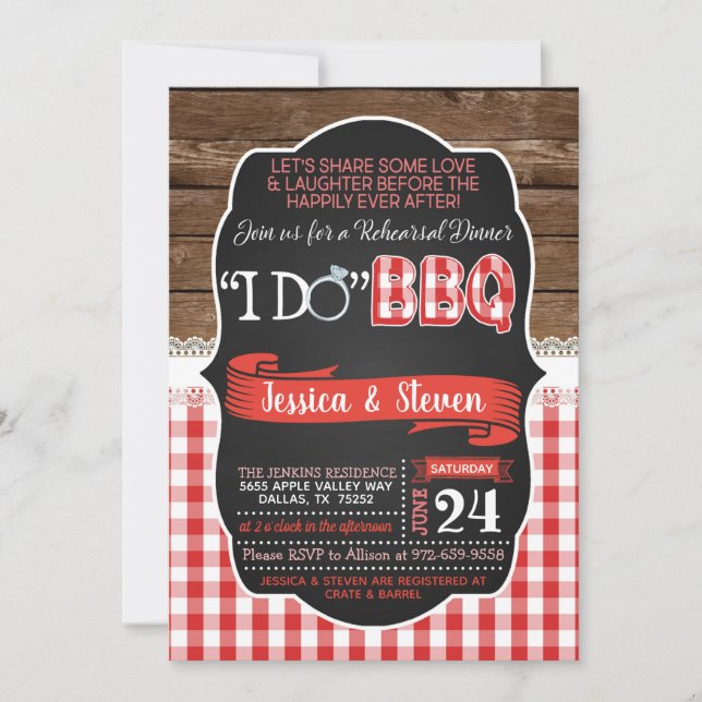 I Do BBQ Rehearsal Dinner Invitation (Front)