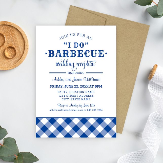 I Do BBQ Royal Blue Wedding Reception Invitation (Creator Uploaded)