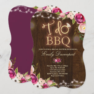 I Do BBQ Rustic Bridal Shower Invitation Florals