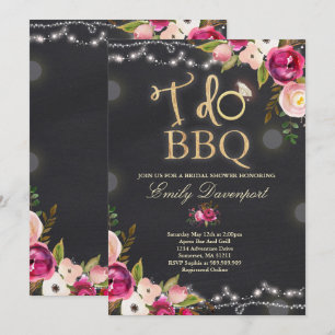 I Do BBQ Rustic Bridal Shower Invitation Florals