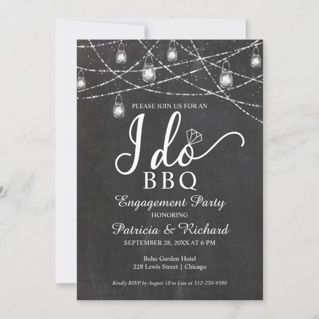 I Do BBQ Rustic Chalk Engagement Party Invitation (Front)
