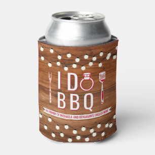I Do BBQ Rustic Engagement Party Couples Shower Can Cooler