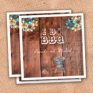 I Do BBQ Rustic Engagement Party Couples Shower Napkin