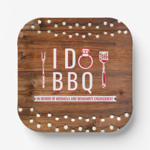 I Do BBQ Rustic Engagement Party Couples Shower Paper Plate
