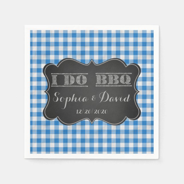I DO BBQ Rustic Engagement Party Custom Napkin (Front)