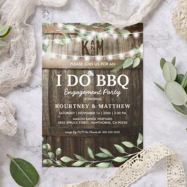 I DO BBQ Rustic Engagement Party Greenery Invitation (Creator Uploaded)