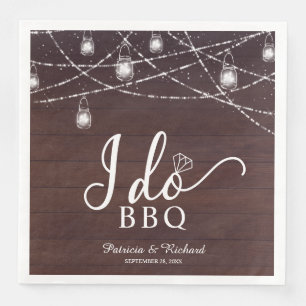I Do BBQ Rustic Engagement Party Napkin