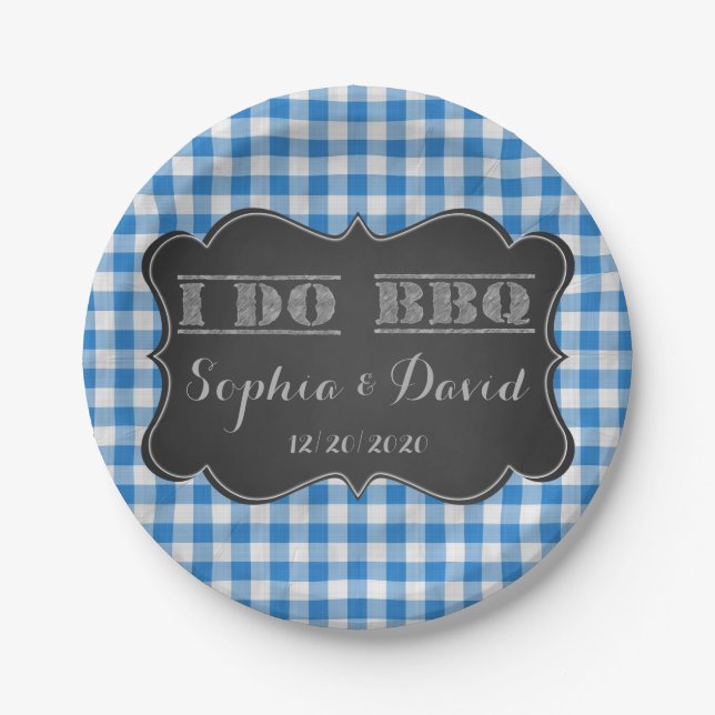 I DO BBQ Rustic Engagement Party Paper Plate (Front)