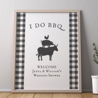 I Do BBQ Rustic Farmhouse Grey Plaid Welcome