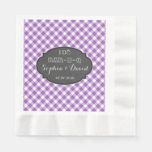 I DO BBQ Rustic Gingham Chalk Engagement Monogram Napkin