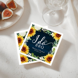 I Do BBQ Rustic Sunflowers Engagement Party Napkin