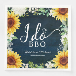 I Do BBQ Rustic Sunflowers Engagement Party Napkin