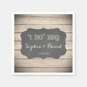 I DO BBQ Rustic Wood Engagement Custom Napkin