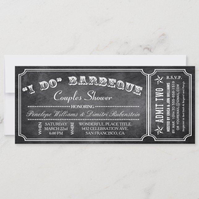 I DO BBQ Ticket Invitations | Couples Shower (Front)