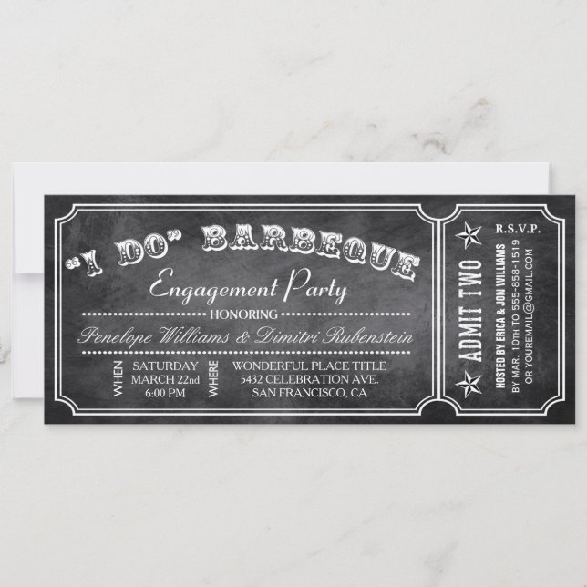 I DO BBQ Ticket Invitations | Engagement Party (Front)