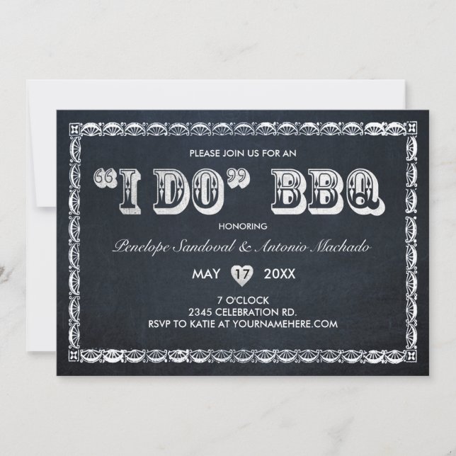 I DO BBQ Vintage Chalkboard Invitations (Front)