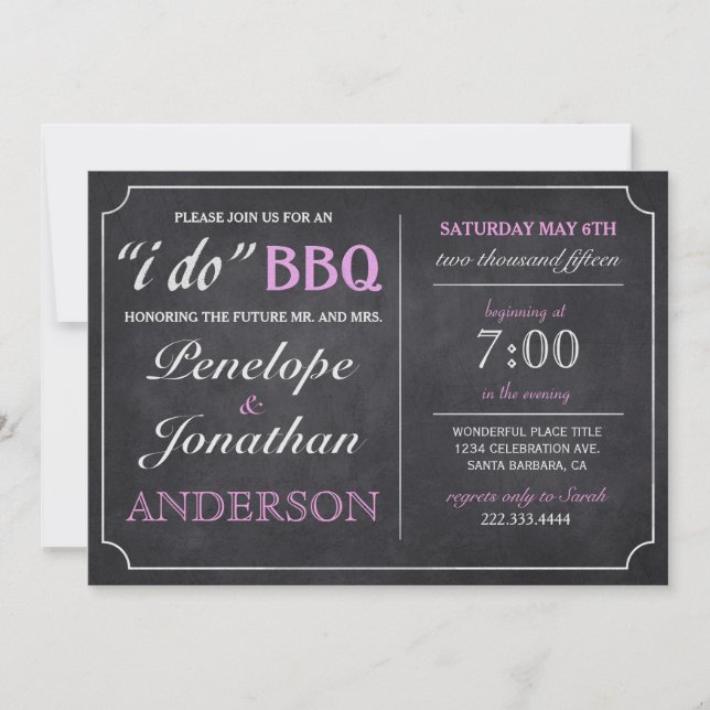I DO BBQ Vintage Chalkboard Invitations (Front)