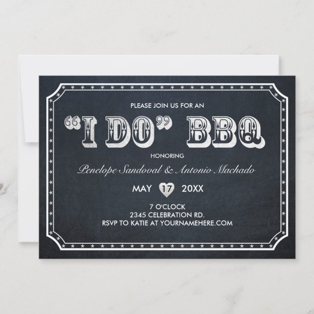 I DO BBQ Vintage Chalkboard Invitations V.2 (Front)
