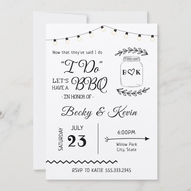 I do BBQ Wedding Reception Invitation (Front)