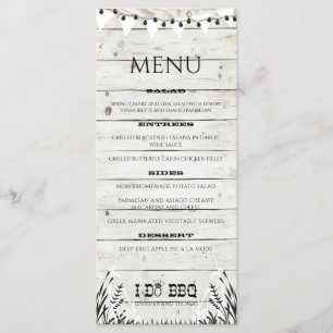 I Do BBQ Wood Texture Engagement Party Menu