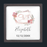 I Do Crew Pink Floral Blush Pink Flowers Greenery  Gift Box<br><div class="desc">Personalise these gift boxes for your bridal party.  I Do Crew saying with Pink Flowers and Frame.</div>