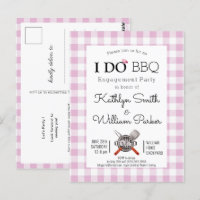 I DO Engagement Cute Pink Plaid BBQ Invitation