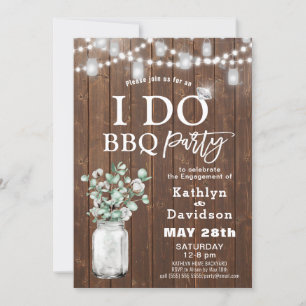 I DO Engagement Elegant Eucalyptus Greenery BBQ Invitation