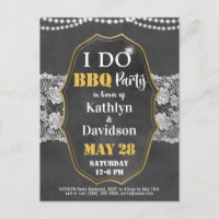 I DO Engagement Elegant Lace Chalkboard BBQ Party