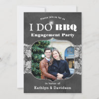 I DO Engagement Photo Elegant Lace Chalkboard BBQ