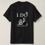 I DO Engagement Ring Couple Photo Name Minimalist T-Shirt<br><div class="desc">I DO Engagement Ring Couple's Photo and Names Minimalist Happy and Fun T-Shirt. Celebrate your special event with this cute T-Shirt. All the texts are pre-arranged for you to change easily and quickly with your own details.</div>